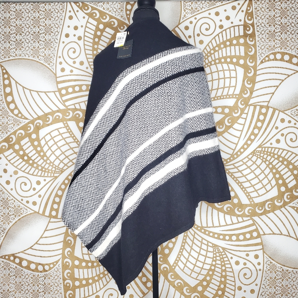 💯% Cashmere Chevron Striped Poncho